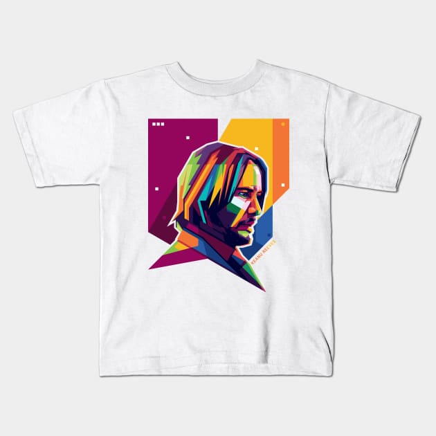 Keanu Reeves Pop Art Kids T-Shirt by Alanside